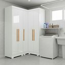 Ver imagem 1 de Armário Multiuso para Lavanderia Modulado 5 Portas com Pés Branco Aurora