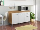 Ver imagem 2 de Balcão Gabinete P/ Pia Gabriela com Tampo 120 Cm Ajl Móveis - Amêndoa/branco