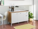 Ver imagem 1 de Balcão Gabinete P/ Pia Gabriela com Tampo 120 Cm Ajl Móveis - Amêndoa/branco