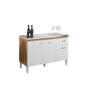Ver imagem 3 de Balcão Gabinete P/ Pia Gabriela com Tampo 120 Cm Ajl Móveis - Amêndoa/branco