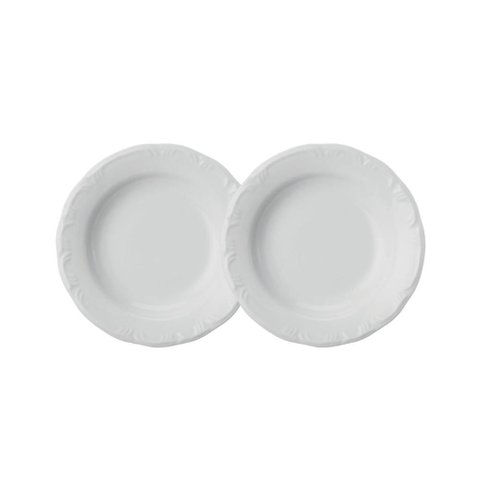 Jogo 2 Pratos Fundos Pomerode Brancos 24 Cm Porcelana Schmidt