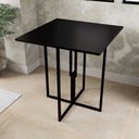 Ver imagem 1 de Mesa Quadrada Industrial Preta 70cm Tampo Madeira Preto