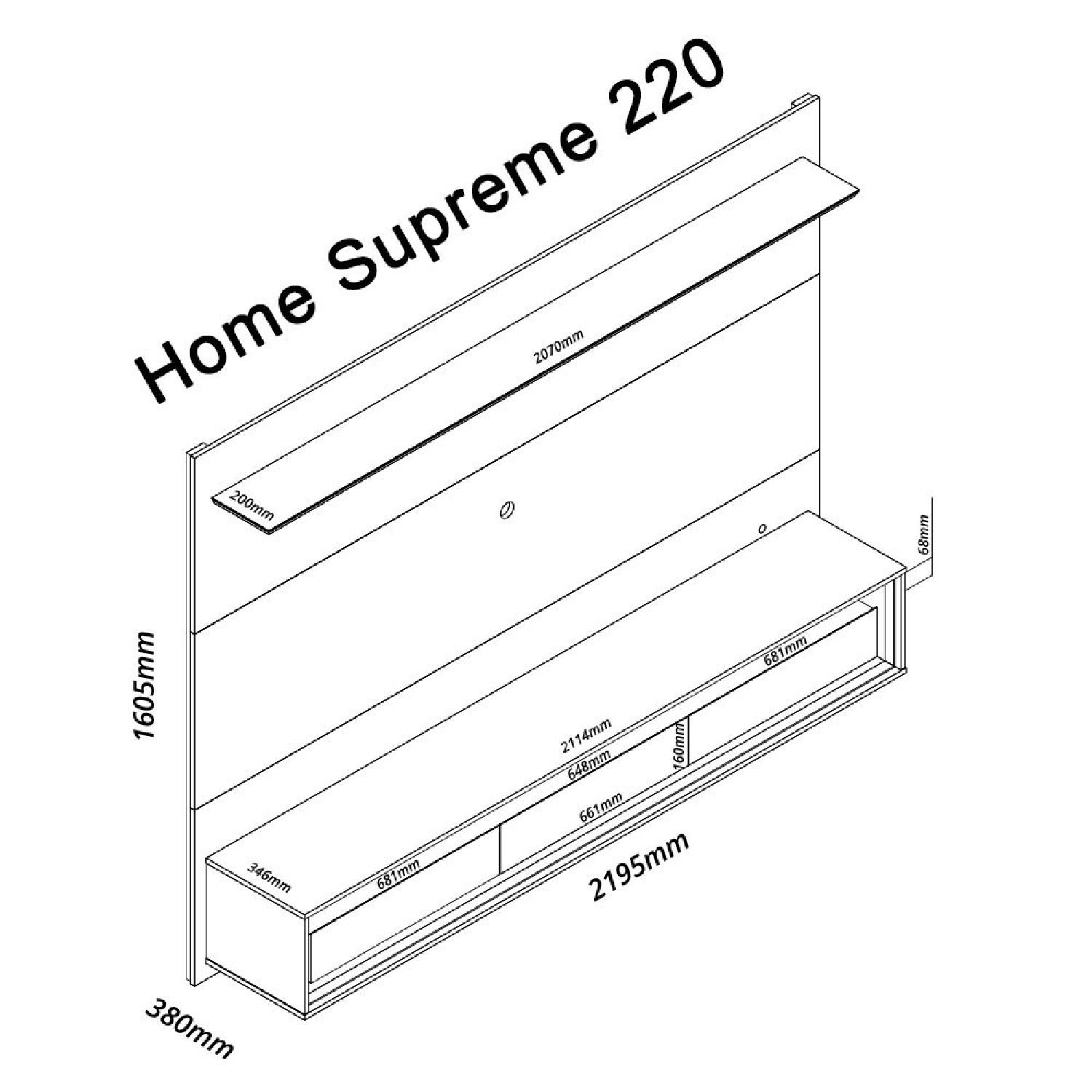 Painel Home para TV até 70 Polegadas com LED Supreme 220 Gelius Móveis - 3