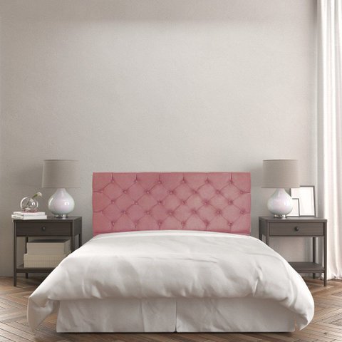 Painel Capitonê King 195cm Jade Suede Slk Decor Cabeceira Jade Rosa Claro