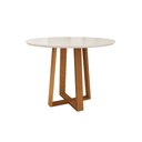 Ver imagem 1 de Mesa de Jantar Kappesberg em Madeira Maciça com Tampo de Vidro Off White 105cm