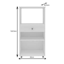Armário para Forno Microondas 2 Portas 1 Gaveta Branco - 4