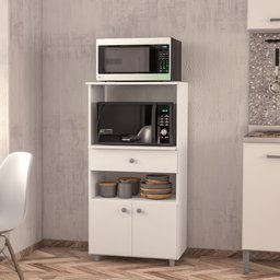 Armário para Forno Microondas 2 Portas 1 Gaveta Branco - 2