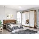 Ver imagem 1 de Conjunto Quarto de Casal 1 Guarda Roupa com Espelho Buzios 1 Cabeceira Extensível Mila Panan Móveis
