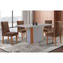 Ver imagem 1 de Conjunto: Mesa Sala Jantar Pietá C/ Tampo Madeirado C/ Vidro Canto Curvo 120x80cm e 4 Cadeiras