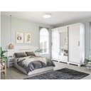 Ver imagem 1 de Conjunto Quarto de Casal 1 Guarda Roupa com Espelho Buzios 1 Cabeceira Extensível Mila Branco