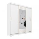 Ver imagem 2 de Conjunto Quarto de Casal 1 Guarda Roupa com Espelho Buzios 1 Cabeceira Extensível Mila Branco
