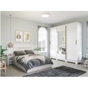 Ver imagem 1 de Conjunto Quarto de Casal 1 Guarda Roupa com Espelho Buzios 1 Cabeceira Extensível Mila 