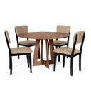 Ver imagem 1 de Mesa de Jantar Redonda Montreal Noronha com 4 Cadeiras Estofadas Ella Preto/bege
