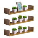 Ver imagem 1 de Kit 3 Prateleiras U 100 X 15cm Freijó Suporte Invisível
