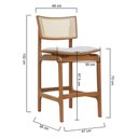 Ver imagem 2 de Banqueta Alta Bistrô Apollo Encosto Telinha Natural e Assento Anatômico - Natural Estofado Corano Br