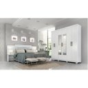 Ver imagem 1 de Conjunto Quarto de Casal 1 Guarda Roupa com Espelho Clara 1 Cabeceira Extensível Mila
