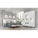 Ver imagem 1 de Conjunto Quarto de Casal 1 Guarda Roupa com Espelho Clara 1 Cabeceira Extensível Mila 