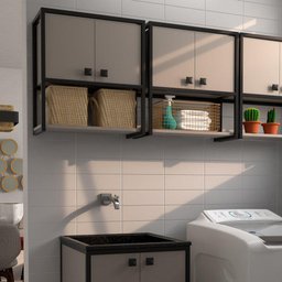Móvel Aéreo Industrial Nara Em Ferro E Mdf Santiago 55X25Cm - 1