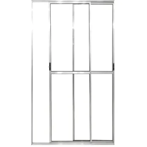 Porta de Aluminio Sacada 2 Folhas Móveis com Trinco Linha Leve:2,10 x 1,20/brilhante