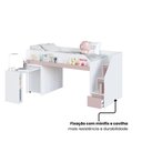 Ver imagem 5 de Cama Infantil Juvenil com Mesa Escrivaninha e Escada com Gavetas e Portas Cor:Branco com Rosa