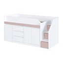 Ver imagem 7 de Cama Infantil Juvenil com Mesa Escrivaninha e Escada com Gavetas e Portas Cor:Branco com Rosa