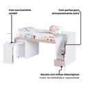 Ver imagem 4 de Cama Infantil Juvenil com Mesa Escrivaninha e Escada com Gavetas e Portas Cor:Branco com Rosa