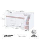 Ver mais imagens de Cama Infantil Juvenil com Mesa Escrivaninha e Escada com Gavetas e Portas Cor:Branco com Rosa
