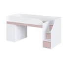 Ver imagem 2 de Cama Infantil Juvenil com Mesa Escrivaninha e Escada com Gavetas e Portas Cor:Branco com Rosa