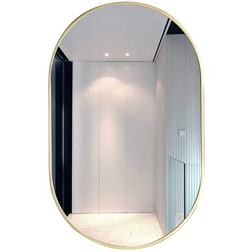Espelho Oval com Moldura em Metal 80 x 50 cm - Cores - Dourado - 4