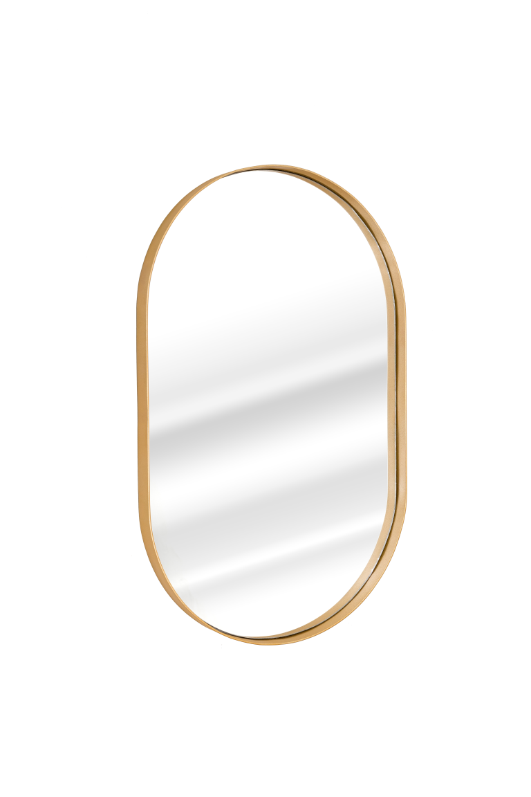 Espelho Oval com Moldura em Metal 80 x 50 cm - Cores - Dourado