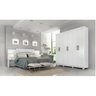 Conjunto Quarto de Casal com Guarda Roupa 6 Portas Clara Cabeceira Extensível Mila  - 1