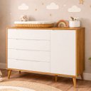 Ver imagem 1 de Comoda Sapateira Elfe Retro 1 Porta 4 Gavetas Branco Fosco com Savana - Moveisaqui