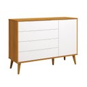 Ver imagem 2 de Comoda Sapateira Elfe Retro 1 Porta 4 Gavetas Branco Fosco com Savana - Moveisaqui