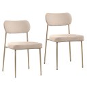 Ver imagem 1 de Kit 02 Cadeiras Sala de Jantar Lavínia Estofada Base Champagne Bouclê Bege - Desk Design