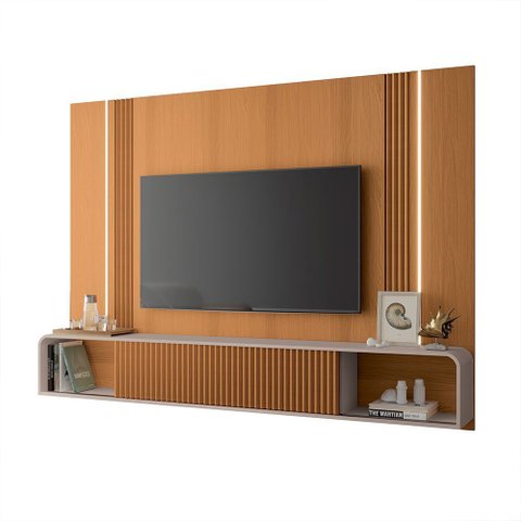 Home Suspenso Decorativo Empire MDF/MDP c/LED para TV até 85 Polegadas Cinamomo/Off White G26 - Hb m