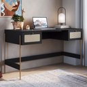 Ver imagem 2 de Mesa Escrivaninha Home Office Pé Metal Arlo A10 Nero/dourado - Mpozenato
