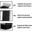 Ver imagem 6 de Escova Limpar Grelha Churrasqueira Chapa Aço Inox 3 em 1