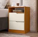 Ver imagem 2 de Kit 02 Mesas de Cabeceira Moderna 2 Gavetas 1 Nicho Lody A04 Flex Cinamomo Off White - Lyam Decor
