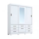 Ver imagem 2 de Conjunto Quarto de Casal Guarda Roupa com Espelho Luiza Cabeceira Extensível Mila 