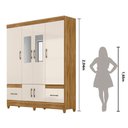 Ver imagem 3 de Guarda Roupa Ms912 165cm 6 Portas Freijó Off White com Espelho Moval