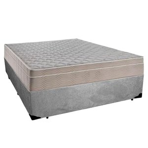 Cama Box Casal Suede + Colchão Sereneprime Molas Ensacadas 138x188x65 Cinza