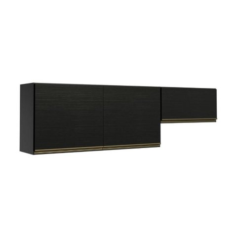 Kit 2 Armários Aéreos 190cm 3 Portas MDP Basculante Preto Multimóveis