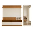 Ver imagem 2 de Estante Home para Tv 70 Polegadas 180cmx180cm Ripado com Led e Armário 2 Portas Espelhado Rio