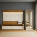 Ver imagem 7 de Estante Home para Tv 70 Polegadas 180cmx180cm Ripado com Led e Armário 2 Portas Espelhado Rio