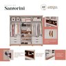 Conjunto Quarto de Casal Guarda Roupa 8 Portas Santorini Cabeceira Extensível Gênova Panan Móveis - 5