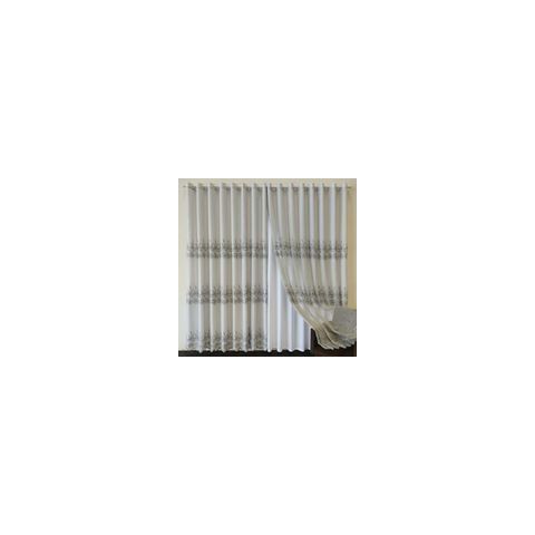 Cortina de Voal Bordado Cinza com Forro de Microfibra 4.50x2.50metro