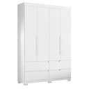 Ver imagem 5 de Guarda Roupa Solteiro com Cômoda Doble 4 Portas de Bater 4 Gavetas MDP Fosco Branco Freijo Albatroz