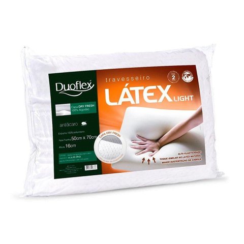 Travesseiro T. Látex Light LP1101 c/ Capa Dry Fresh p/Fronha (50x70) - Duoflex
