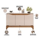 Ver imagem 3 de Aparador Buffet para Sala de Jantar 3 Portas 139cm Clarice D05 Freijó Off White - Lyam Decor