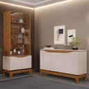 Ver imagem 2 de Aparador Buffet para Sala de Jantar 3 Portas 139cm Clarice D05 Freijó Off White - Lyam Decor